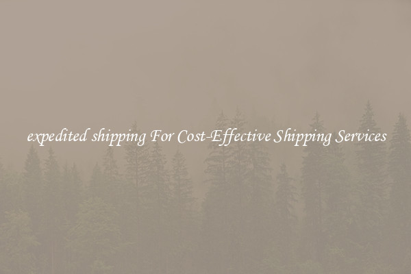 expedited shipping For Cost-Effective Shipping Services